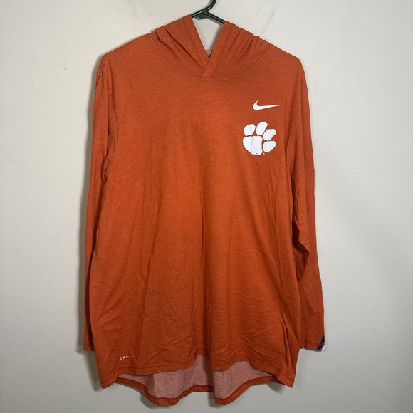 Clemson Tigers Nike Tee Hooded Long Sleeve Death Valley Pullover Men  L Orange - Picture 1 of 4